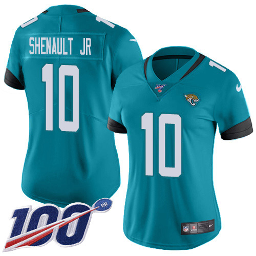 Nike Jacksonville Jaguars #10 Laviska Shenault Jr. Teal Green Alternate Women Stitched NFL 100th Season Vapor Untouchable Limited Jersey->women nfl jersey->Women Jersey